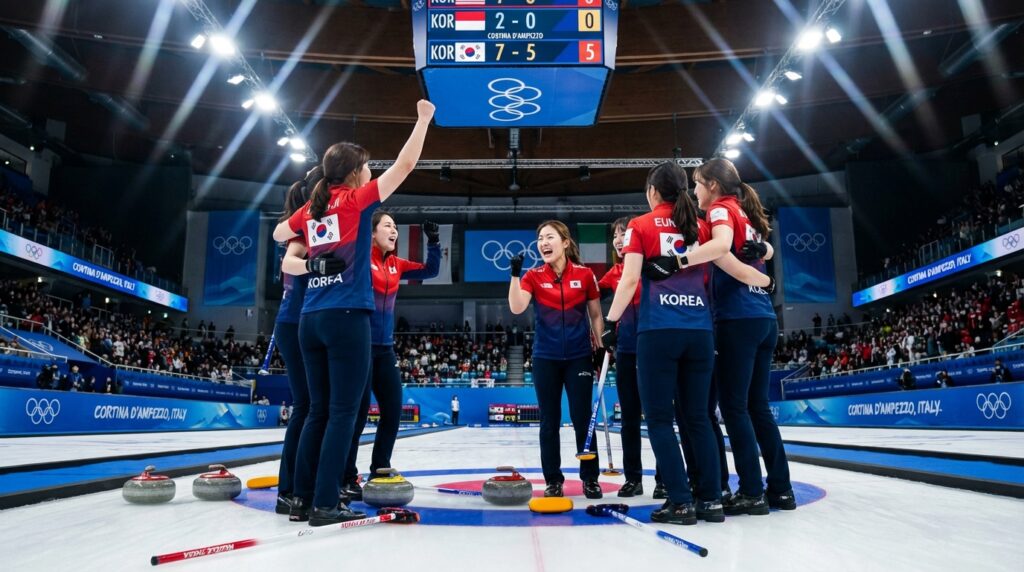 대한민국 여자 컬링 대표팀, 일본을 7대5로 격파하며 예선 라운드 3승 2패 기록