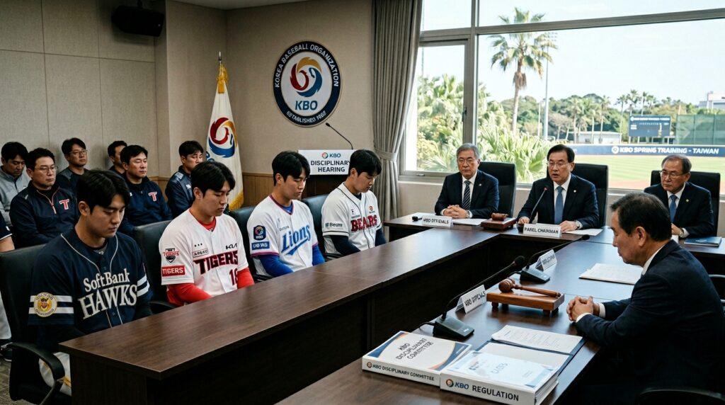 한국야구위원회 징계 부산 구단 소속 선수 4명 불법 도박시설 방문으로 30~50경기 출장 금지