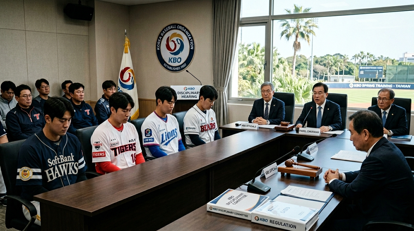 한국야구위원회 징계 부산 구단 소속 선수 4명 불법 도박시설 방문으로 30~50경기 출장 금지