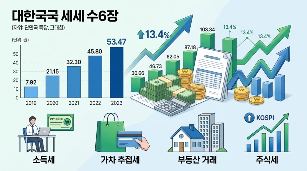 전년 대비 6.2조 증가 → 올해 첫 달 세금 징수액 52.9조원 달성 (부동산 매매 활성화가 주요 원인)