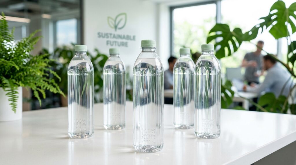 탄소 줄이기에 대한 진정성, 온전한 재활용 플라스틱 100% 활용과 라벨 없는 극도의 경량 용기로 실현