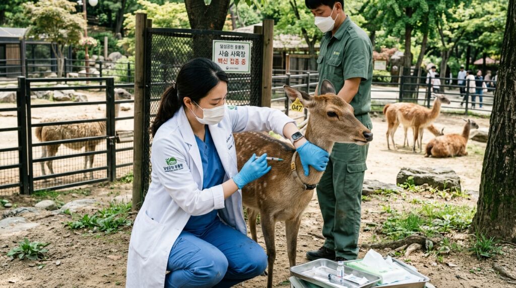 달성공원 내 사슴 외 47마리 구제역 백신 접종 완료 - 대구지역 동물 방역