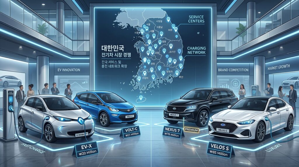 신차 경쟁 치열 각양각색 마케팅 펼치는 전기자동차 시장 프리미엄은 가격 인하 없음 서비스 망은 복잡하게 얽혀