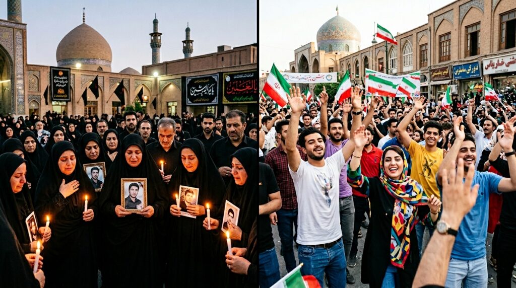 거리의 환호 vs 최고지도자의 애도 이란 내부 온도차