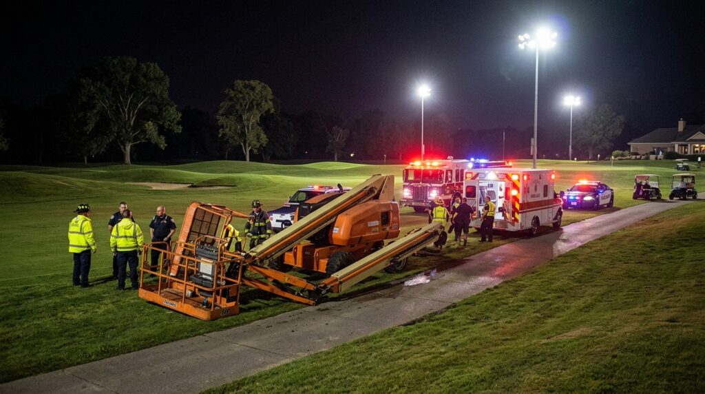 70대 작업자 사망 경북 울진 골프장 내 고소작업 차량 전복사고 발생