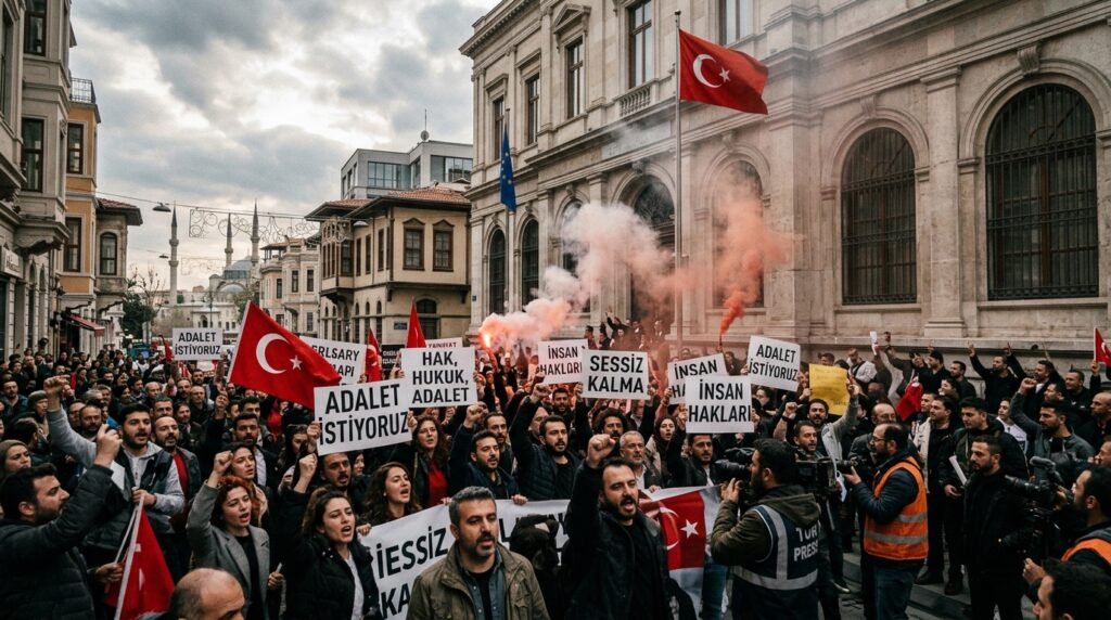 튀르키예 시위 현장 미국 대통령 사진 소각 오늘의 주목 이미지