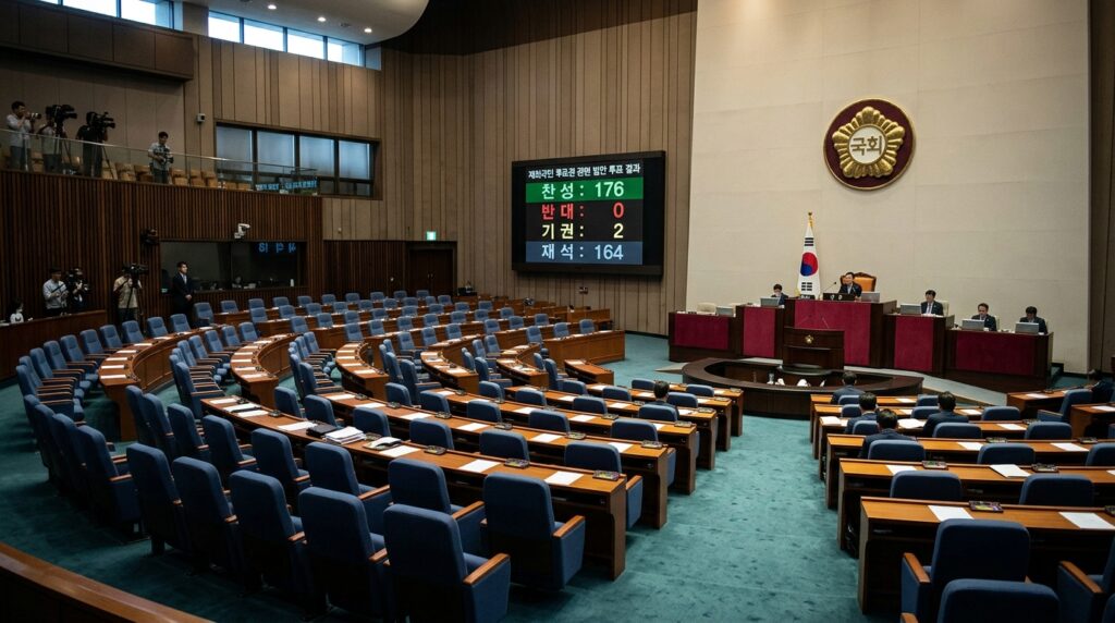긴급 국민투표법안 여당 주도 의회 통과 광주·전남 통합안 및 지방자치·아동수당 법률 함께 의결