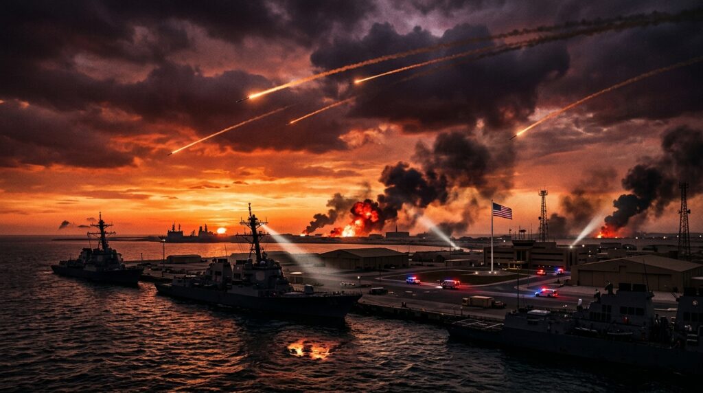 미군 기지 공격 아랍에미리트와 카타르 상공에서 폭발음 감지 바레인 주둔 미 해군기지 미사일 피격 사건