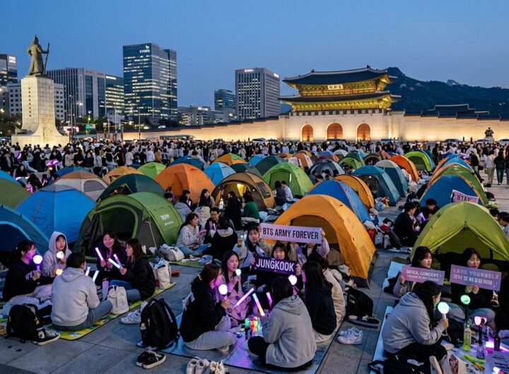 서울 도심 한복판 야영 논란 방탄소년단 콘서트 앞두고 대규모 노숙 사태 우려에 시 당국 긴급 대응