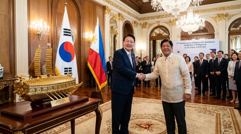 필리핀 잠수함 사업 진출 황금 거북선 증정과 방위산업 협약으로 대통령이 수주 기회 마련