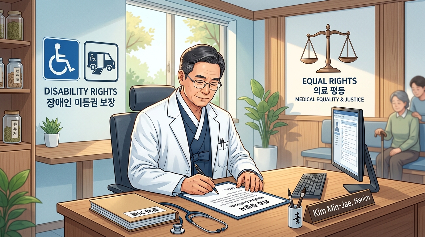 <span style="color: #2c3e50; font-size: 18px; font-weight: bold;">장애인 콜택시</span>, <span style="color: #e74c3c; font-size: 16px;">한방 의료기관 진단서 거부는 차별</span>이라는 <span style="color: #34495e; font-size: 17px; font-weight: bold;">인권위원회 판단</span>