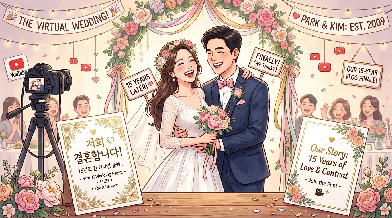 <span style="font-size: 18px; color: #2c3e50;">엄지윤♥김원훈</span> <span style="font-size: 20px; color: #e74c3c; font-weight: bold;">4월 1일 백년가약</span> <span style="font-size: 16px; color: #7f8c8d;">15년 사랑 결실</span> <span style="font-size: 17px; color: #2c3e50;">청첩장 최초 공개</span>