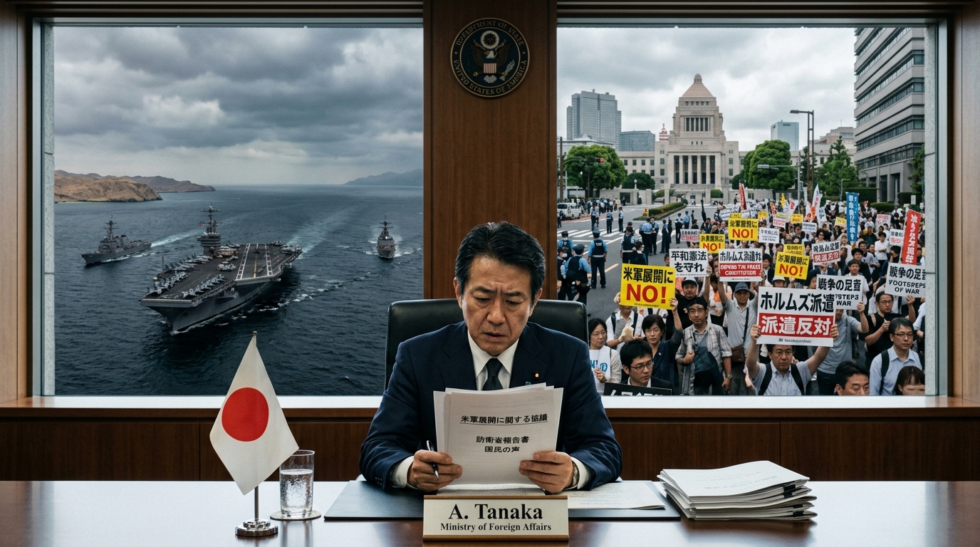 <span style="font-size: 18px; color: #2c3e50; font-weight: bold;">트럼프의 호르무즈 해협 자위대 파견 요청</span> <span style="font-size: 16px; color: #e74c3c;">다카이치 총리 “검토 진행 중” 발언</span>