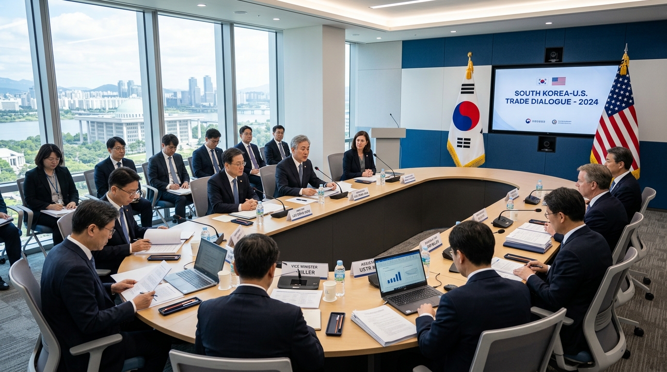 <span style="font-size: 18px;">미국 통상법 제301조 조사 관련 <span style="color: #c41e3a; font-weight: bold;">정부·기업 공동 대처</span>…”<span style="color: #1a5490;">양국 간 협정 기본구조 지속 전망</span>“</span>