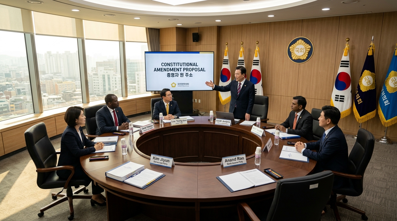 <span style="font-size: 18px; color: #2c3e50;"><strong>우원식의 개헌 전략 전환</strong></span> <span style="font-size: 16px; color: #e74c3c;">명심 배제</span> <span style="font-size: 15px; color: #34495e;">후 대체안 실행</span> <span style="font-size: 17px; color: #2c3e50;">국민의힘 제외한 공동 발의안 협의 착수</span>