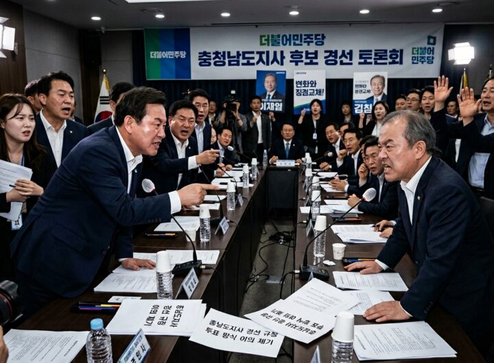 충청남도 지사 선거 경쟁 규칙을 둘러싼 민주당 후보 간 치열한 대립