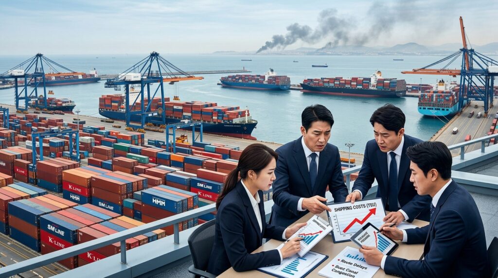 수출 기업들이 호소하는 중동 분쟁으로 인한 해운비 폭등과 물류망 지원 필요성