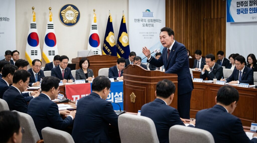 정청래의 '상임위원회 전면 장악' 발언에 대해 송언석이 "민주주의 발전 과정을 모독하는 언행"이라 규탄