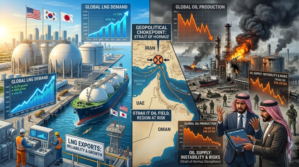 미국 에너지 기업들 이란 분쟁으로 천연가스는 상승, 원유는 하락세