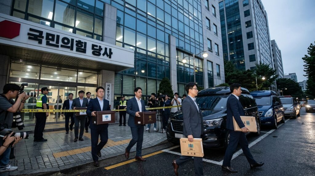 집단 입당 논란 신천지 신도 대거 가입 의심 국민의힘 본부 강제 조사 정치·종교 유착 합동수사본부 투입