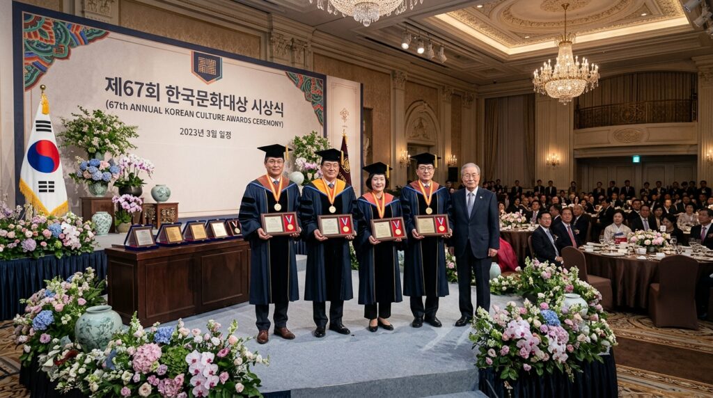 제67회 삼일문화상 수상자 발표 장경섭·김성녀·이경진·이상영
