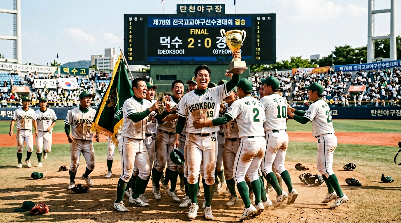 올해 첫 공식 대회에서 우승컵을 들어올린 덕수고등학교, 명문의 위상 증명 2026 성남시 고등학교 야구 최강전