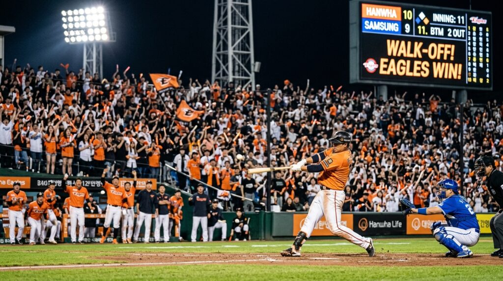 11회 말 극적 반전 노시환·강백호 동시 폭발 한화 이글스 개막전 뒤집기 성공