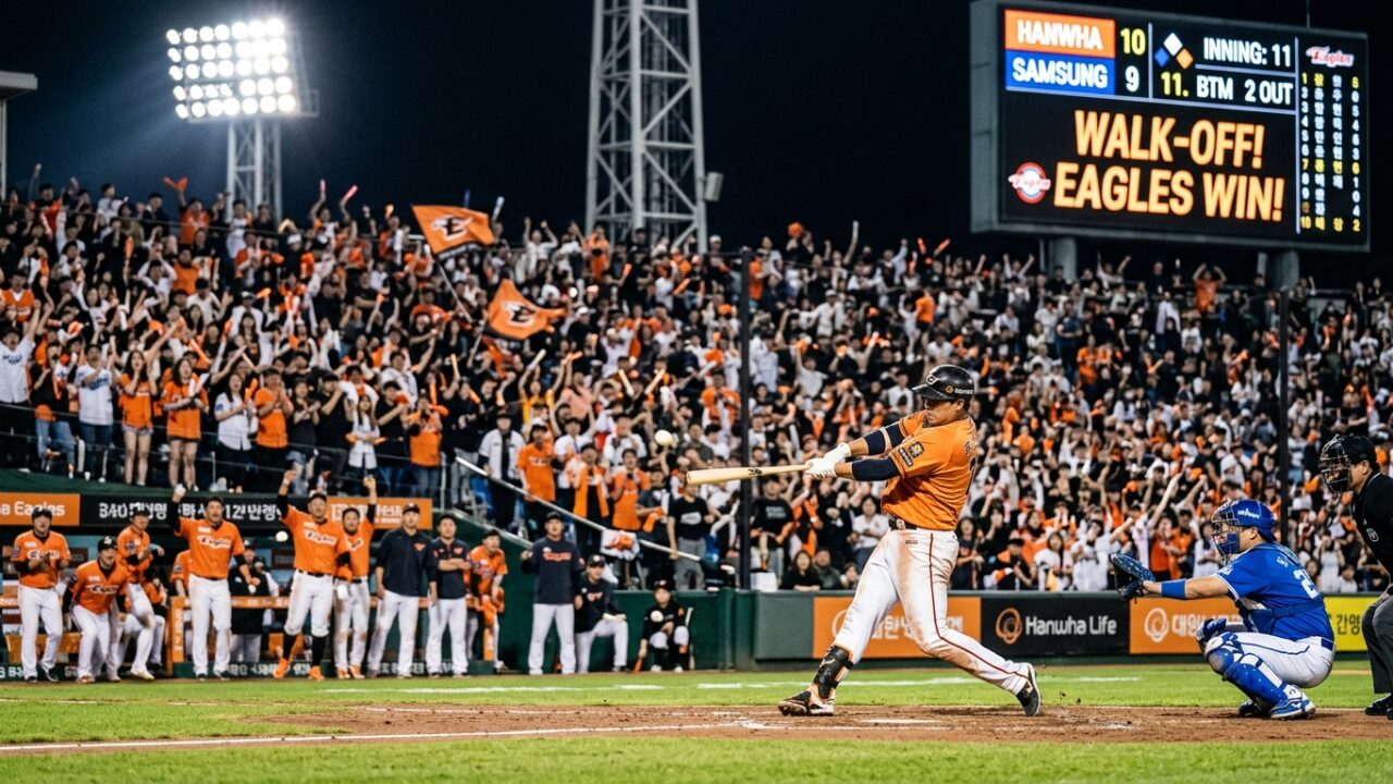 11회 말 극적 반전 노시환·강백호 동시 폭발 한화 이글스 개막전 뒤집기 성공